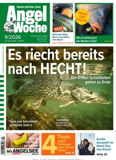Titelbild der Ausgabe 9/2026 von AngelWoche. Diese Zeitschrift und viele weitere Sportmagazine als Abo oder epaper bei United Kiosk online kaufen.