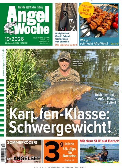 Titelbild der Ausgabe 19/2026 von AngelWoche. Diese Zeitschrift und viele weitere Sportmagazine als Abo oder epaper bei United Kiosk online kaufen.