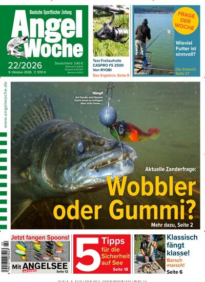 Titelbild der Ausgabe 22/2026 von AngelWoche. Diese Zeitschrift und viele weitere Sportmagazine als Abo oder epaper bei United Kiosk online kaufen.