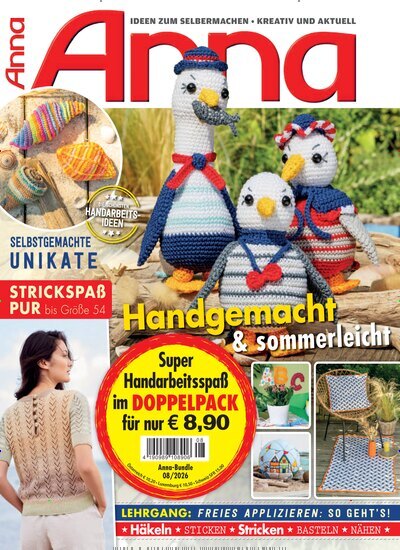Titelbild der Ausgabe 8/2026 von Anna. Diese Zeitschrift und viele weitere Modemagazine und DIY-Magazine als Abo oder epaper bei United Kiosk online kaufen.