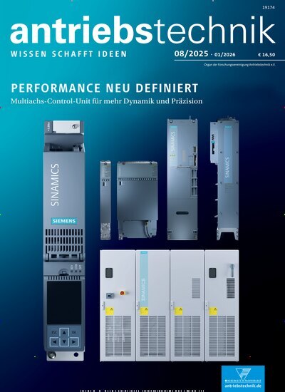 Titelbild der Ausgabe 8/2025 von antriebstechnik. Diese Zeitschrift und viele weitere Industriemagazine und Handwerkmagazine als Abo oder epaper bei United Kiosk online kaufen.