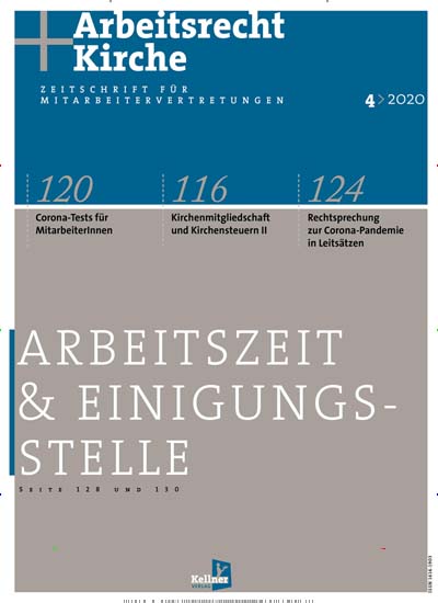 Titelbild der Ausgabe 4/2020 von Arbeitsrecht und Kirche. Diese Zeitschrift und viele weitere Businessmagazine als Abo oder epaper bei United Kiosk online kaufen.