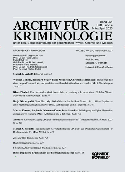 Titelbild der Ausgabe 4/2023 von Archiv für Kriminologie. Diese Zeitschrift und viele weitere Jurazeitschriften und Zeitschriften für Verwaltung als Abo oder epaper bei United Kiosk online kaufen.