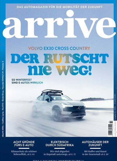 Titelbild der Ausgabe 2/2025 von arrive. Diese Zeitschrift und viele weitere Automagazine und Motorradzeitschriften als Abo oder epaper bei United Kiosk online kaufen.