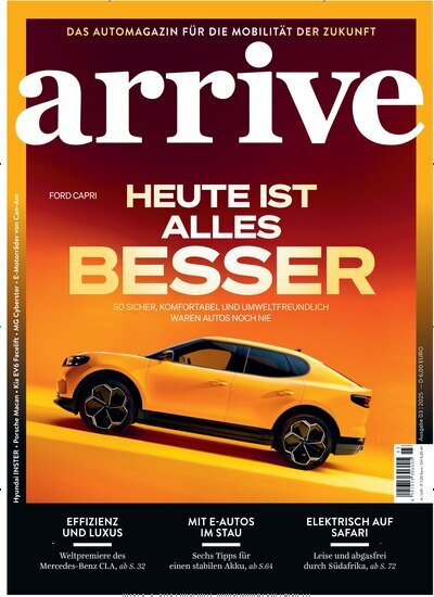 Titelbild der Ausgabe 3/2025 von arrive. Diese Zeitschrift und viele weitere Automagazine und Motorradzeitschriften als Abo oder epaper bei United Kiosk online kaufen.