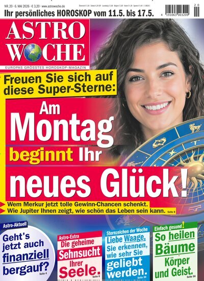 Titelbild der Ausgabe 20/2026 von Astrowoche. Diese Zeitschrift und viele weitere Frauenzeitschriften als Abo oder epaper bei United Kiosk online kaufen.