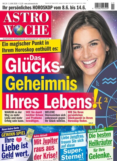 Titelbild der Ausgabe 24/2026 von Astrowoche. Diese Zeitschrift und viele weitere Frauenzeitschriften als Abo oder epaper bei United Kiosk online kaufen.