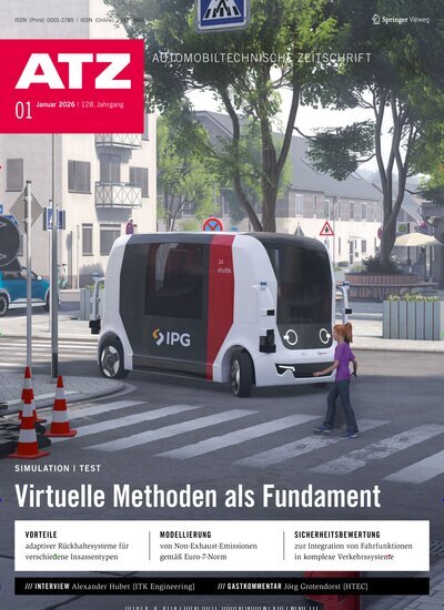 Titelbild der Ausgabe 1/2026 von ATZ Automobiltechnische Zeitschrift. Diese Zeitschrift und viele weitere Industriemagazine und Handwerkmagazine als Abo oder epaper bei United Kiosk online kaufen.