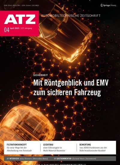 Titelbild der Ausgabe 4/2025 von ATZ Automobiltechnische Zeitschrift. Diese Zeitschrift und viele weitere Industriemagazine und Handwerkmagazine als Abo oder epaper bei United Kiosk online kaufen.