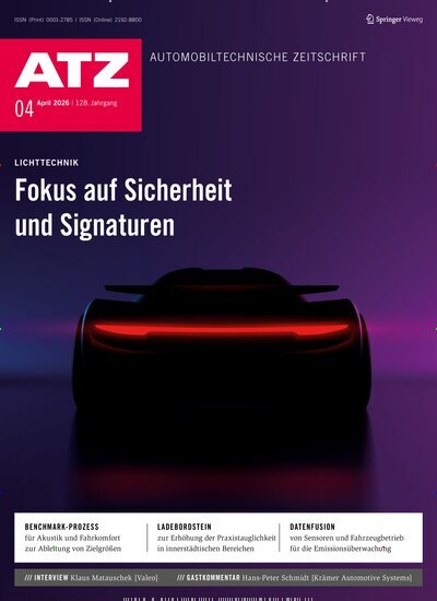 Titelbild der Ausgabe 4/2026 von ATZ Automobiltechnische Zeitschrift. Diese Zeitschrift und viele weitere Industriemagazine und Handwerkmagazine als Abo oder epaper bei United Kiosk online kaufen.