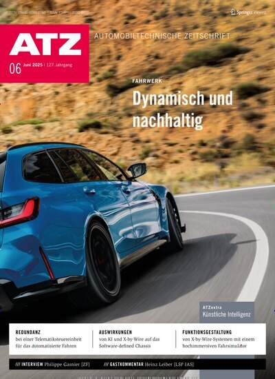 Titelbild der Ausgabe 6/2025 von ATZ Automobiltechnische Zeitschrift. Diese Zeitschrift und viele weitere Industriemagazine und Handwerkmagazine als Abo oder epaper bei United Kiosk online kaufen.