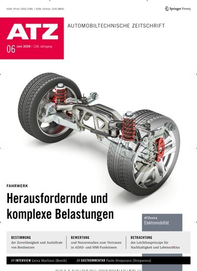 Titelbild der Ausgabe 6/2026 von ATZ Automobiltechnische Zeitschrift. Diese Zeitschrift und viele weitere Industriemagazine und Handwerkmagazine als Abo oder epaper bei United Kiosk online kaufen.
