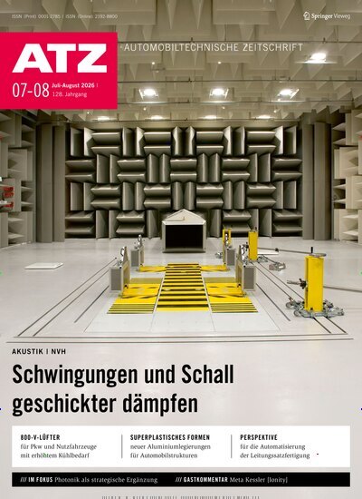 Titelbild der Ausgabe 7/2026 von ATZ Automobiltechnische Zeitschrift. Diese Zeitschrift und viele weitere Industriemagazine und Handwerkmagazine als Abo oder epaper bei United Kiosk online kaufen.