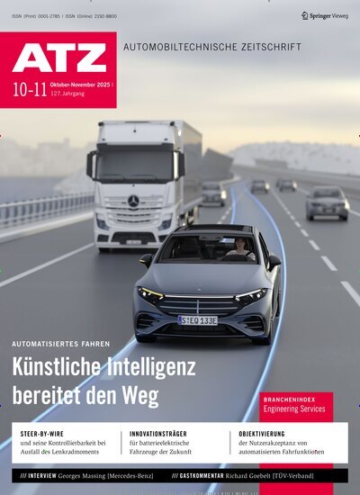 Titelbild der Ausgabe 10/2025 von ATZ Automobiltechnische Zeitschrift. Diese Zeitschrift und viele weitere Industriemagazine und Handwerkmagazine als Abo oder epaper bei United Kiosk online kaufen.
