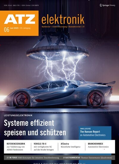 Titelbild der Ausgabe 6/2025 von ATZ elektronik. Diese Zeitschrift und viele weitere Industriemagazine und Handwerkmagazine als Abo oder epaper bei United Kiosk online kaufen.