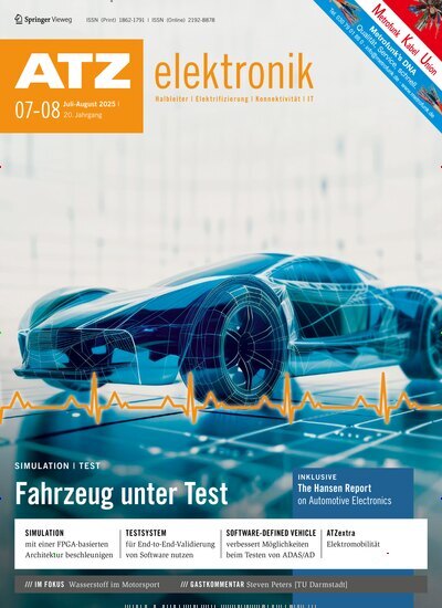 Titelbild der Ausgabe 7/2025 von ATZ elektronik. Diese Zeitschrift und viele weitere Industriemagazine und Handwerkmagazine als Abo oder epaper bei United Kiosk online kaufen.