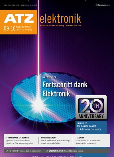 Titelbild der Ausgabe 9/2025 von ATZ elektronik. Diese Zeitschrift und viele weitere Industriemagazine und Handwerkmagazine als Abo oder epaper bei United Kiosk online kaufen.
