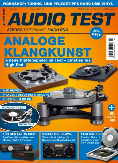 Titelbild der Ausgabe 2/2026 von Audio Test. Diese Zeitschrift und viele weitere Audiomagazine, Filmmagazine und Fotozeitschriften als Abo oder epaper bei United Kiosk online kaufen.