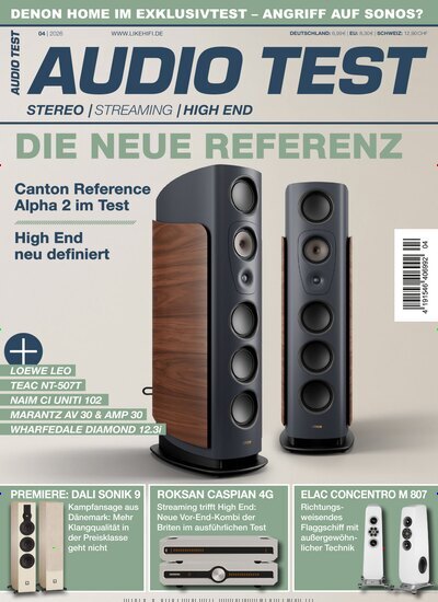 Titelbild der Ausgabe 4/2026 von Audio Test. Diese Zeitschrift und viele weitere Audiomagazine, Filmmagazine und Fotozeitschriften als Abo oder epaper bei United Kiosk online kaufen.
