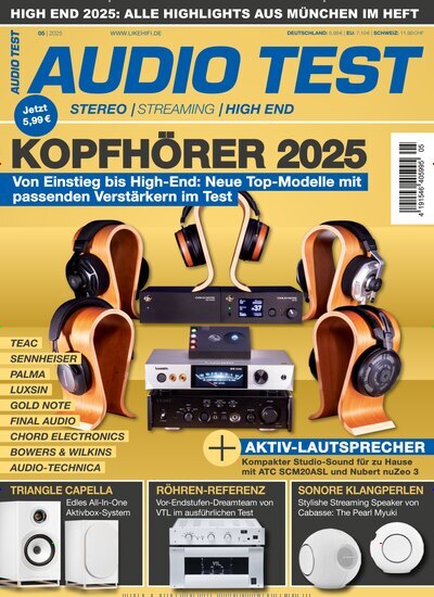 Titelbild der Ausgabe 5/2025 von Audio Test. Diese Zeitschrift und viele weitere Audiomagazine, Filmmagazine und Fotozeitschriften als Abo oder epaper bei United Kiosk online kaufen.