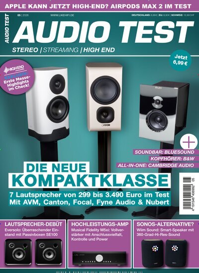 Titelbild der Ausgabe 5/2026 von Audio Test. Diese Zeitschrift und viele weitere Audiomagazine, Filmmagazine und Fotozeitschriften als Abo oder epaper bei United Kiosk online kaufen.
