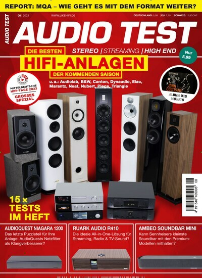 Titelbild der Ausgabe 8/2023 von Audio Test. Diese Zeitschrift und viele weitere Audiomagazine, Filmmagazine und Fotozeitschriften als Abo oder epaper bei United Kiosk online kaufen.