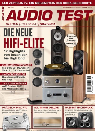 Titelbild der Ausgabe 8/2026 von Audio Test. Diese Zeitschrift und viele weitere Audiomagazine, Filmmagazine und Fotozeitschriften als Abo oder epaper bei United Kiosk online kaufen.