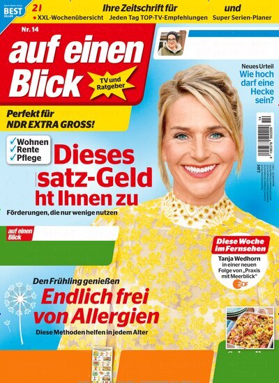 Titelbild der Ausgabe 14/2026 von auf einen Blick. Diese Zeitschrift und viele weitere Programmzeitschriften als Abo oder epaper bei United Kiosk online kaufen.