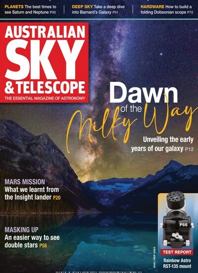 Titelbild der Ausgabe 5/2023 von Australian Sky & Telescope. Diese Zeitschrift und viele weitere Reisemagazine, Freizeitmagazine und Wissensmagazine als Abo oder epaper bei United Kiosk online kaufen.