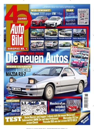 Titelbild der Ausgabe 11/2026 von Auto Bild. Diese Zeitschrift und viele weitere Automagazine und Motorradzeitschriften als Abo oder epaper bei United Kiosk online kaufen.