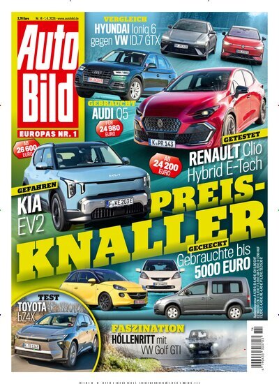 Titelbild der Ausgabe 14/2026 von Auto Bild. Diese Zeitschrift und viele weitere Automagazine und Motorradzeitschriften als Abo oder epaper bei United Kiosk online kaufen.