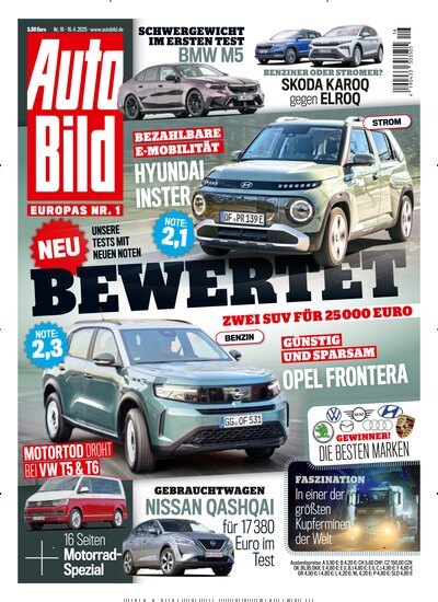 Titelbild der Ausgabe 16/2025 von Auto Bild. Diese Zeitschrift und viele weitere Automagazine und Motorradzeitschriften als Abo oder epaper bei United Kiosk online kaufen.