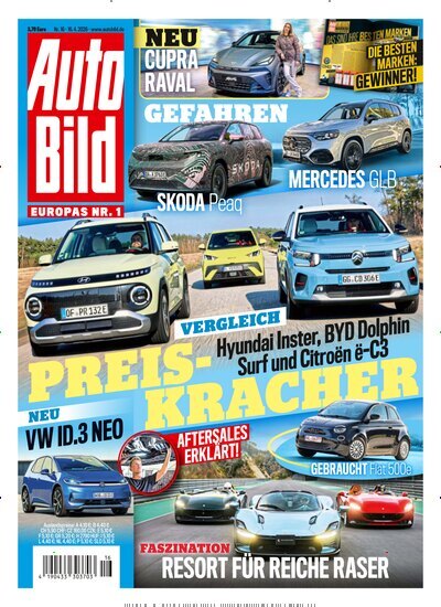Titelbild der Ausgabe 16/2026 von Auto Bild. Diese Zeitschrift und viele weitere Automagazine und Motorradzeitschriften als Abo oder epaper bei United Kiosk online kaufen.