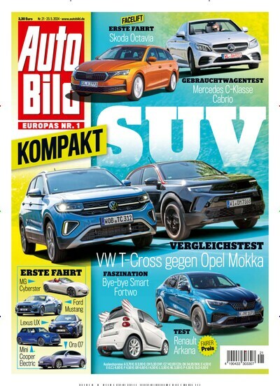 Titelbild der Ausgabe 21/2024 von Auto Bild. Diese Zeitschrift und viele weitere Automagazine und Motorradzeitschriften als Abo oder epaper bei United Kiosk online kaufen.