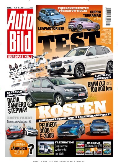 Titelbild der Ausgabe 21/2025 von Auto Bild. Diese Zeitschrift und viele weitere Automagazine und Motorradzeitschriften als Abo oder epaper bei United Kiosk online kaufen.