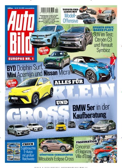 Titelbild der Ausgabe 24/2025 von Auto Bild. Diese Zeitschrift und viele weitere Automagazine und Motorradzeitschriften als Abo oder epaper bei United Kiosk online kaufen.