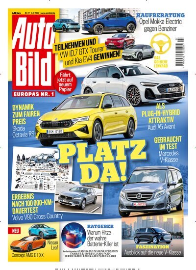 Titelbild der Ausgabe 27/2025 von Auto Bild. Diese Zeitschrift und viele weitere Automagazine und Motorradzeitschriften als Abo oder epaper bei United Kiosk online kaufen.