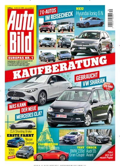 Titelbild der Ausgabe 30/2025 von Auto Bild. Diese Zeitschrift und viele weitere Automagazine und Motorradzeitschriften als Abo oder epaper bei United Kiosk online kaufen.