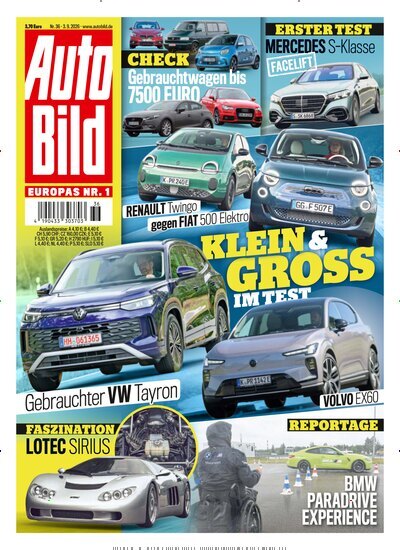 Titelbild der Ausgabe 36/2026 von Auto Bild. Diese Zeitschrift und viele weitere Automagazine und Motorradzeitschriften als Abo oder epaper bei United Kiosk online kaufen.