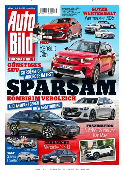 Titelbild der Ausgabe 38/2025 von Auto Bild. Diese Zeitschrift und viele weitere Automagazine und Motorradzeitschriften als Abo oder epaper bei United Kiosk online kaufen.
