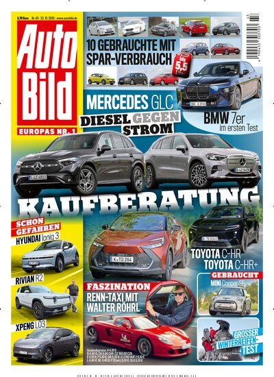 Titelbild der Ausgabe 43/2026 von Auto Bild. Diese Zeitschrift und viele weitere Automagazine und Motorradzeitschriften als Abo oder epaper bei United Kiosk online kaufen.