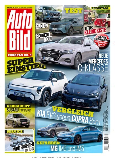 Titelbild der Ausgabe 44/2026 von Auto Bild. Diese Zeitschrift und viele weitere Automagazine und Motorradzeitschriften als Abo oder epaper bei United Kiosk online kaufen.