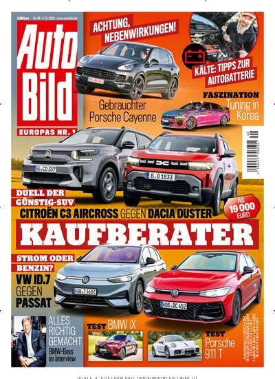 Titelbild der Ausgabe 49/2025 von Auto Bild. Diese Zeitschrift und viele weitere Automagazine und Motorradzeitschriften als Abo oder epaper bei United Kiosk online kaufen.