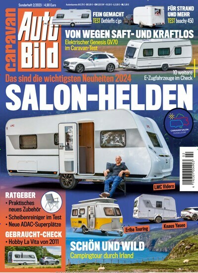 Titelbild der Ausgabe 2/2023 von Auto Bild caravan. Diese Zeitschrift und viele weitere Automagazine und Motorradzeitschriften als Abo oder epaper bei United Kiosk online kaufen.