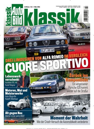 Titelbild der Ausgabe 3/2026 von Auto Bild klassik. Diese Zeitschrift und viele weitere Automagazine und Motorradzeitschriften als Abo oder epaper bei United Kiosk online kaufen.