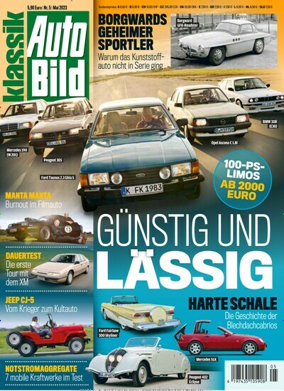 Titelbild der Ausgabe 5/2023 von Auto Bild klassik. Diese Zeitschrift und viele weitere Automagazine und Motorradzeitschriften als Abo oder epaper bei United Kiosk online kaufen.