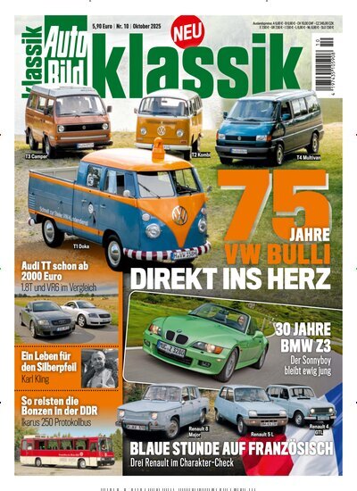 Titelbild der Ausgabe 10/2025 von Auto Bild klassik. Diese Zeitschrift und viele weitere Automagazine und Motorradzeitschriften als Abo oder epaper bei United Kiosk online kaufen.