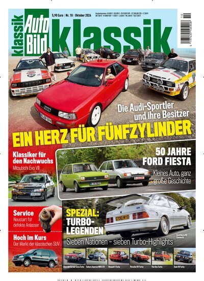 Titelbild der Ausgabe 10/2026 von Auto Bild klassik. Diese Zeitschrift und viele weitere Automagazine und Motorradzeitschriften als Abo oder epaper bei United Kiosk online kaufen.