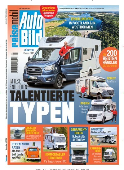 Titelbild der Ausgabe 4/2024 von Auto Bild reisemobil. Diese Zeitschrift und viele weitere Automagazine und Motorradzeitschriften als Abo oder epaper bei United Kiosk online kaufen.