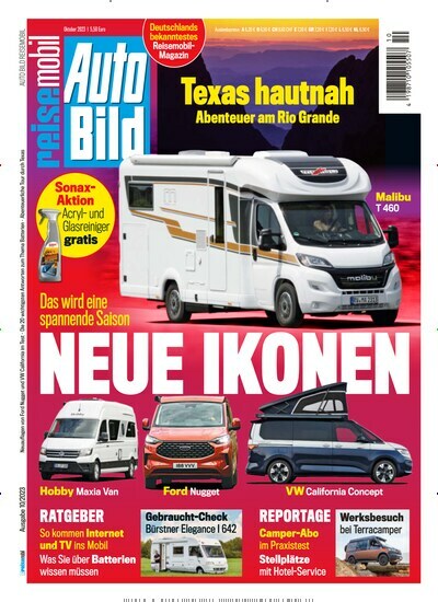 Titelbild der Ausgabe 10/2023 von Auto Bild reisemobil. Diese Zeitschrift und viele weitere Automagazine und Motorradzeitschriften als Abo oder epaper bei United Kiosk online kaufen.